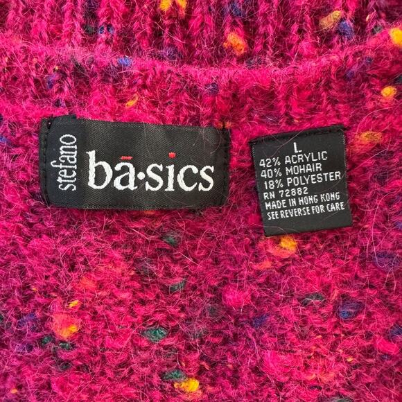 Vintage ‘90s Stefano Basics Hot Pink Mohair Blend Scoop Neck Fuzzy Sweater Vest - Picture 7 of 8